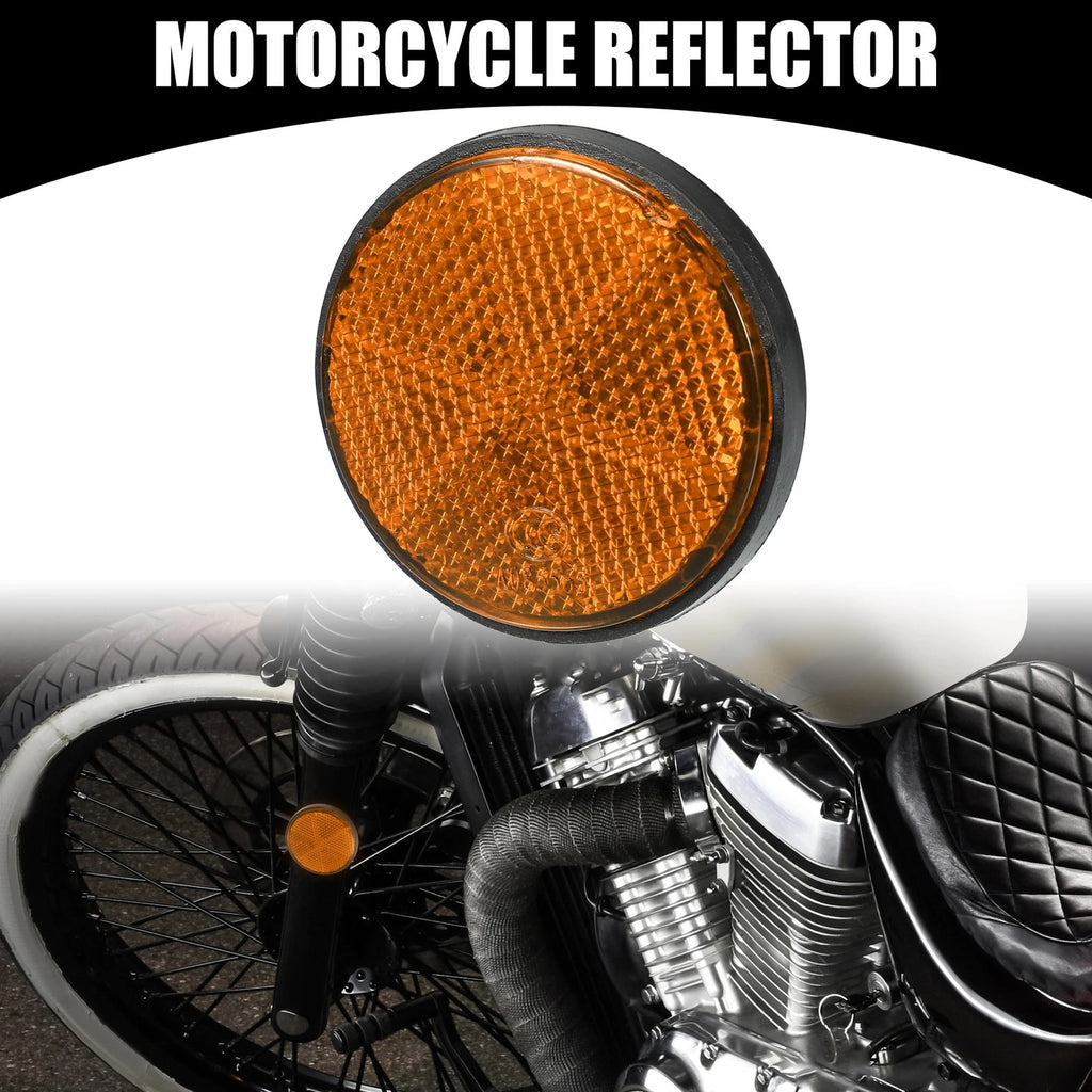 Universal Reflector Round Motorcycle Bike Reflector Orange (6 Pack)