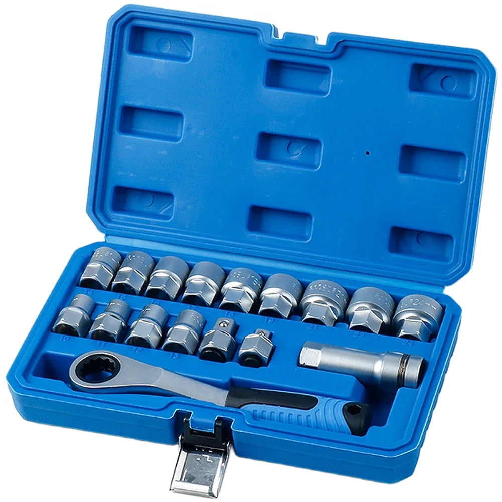17pc 12-Point Pass-Through Socket Wrench Set for CRV-Compatible Applications