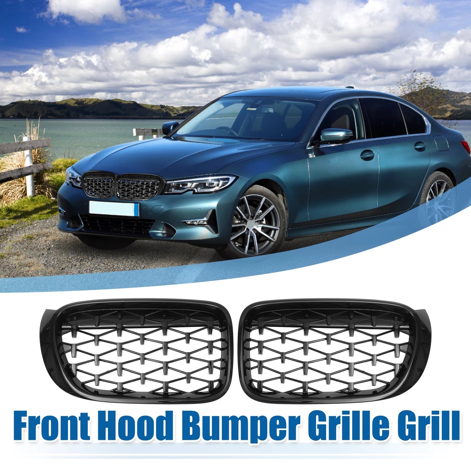 Hood Bumper Grille Grills Front Pair for BMW X3 F25 (2014–2017)
