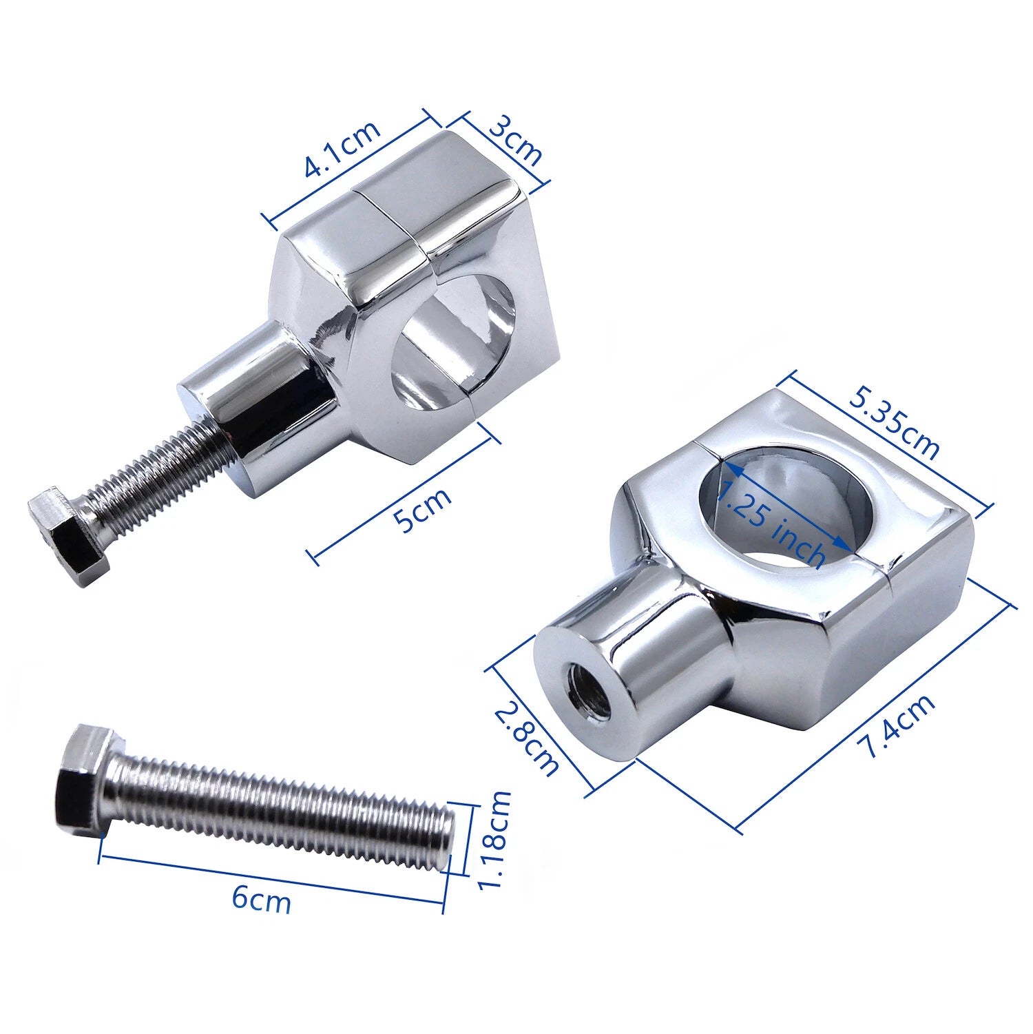 CNC Chrome 1.25" Handlebar Riser Clamp for Harley Cruiser (31.25mm)