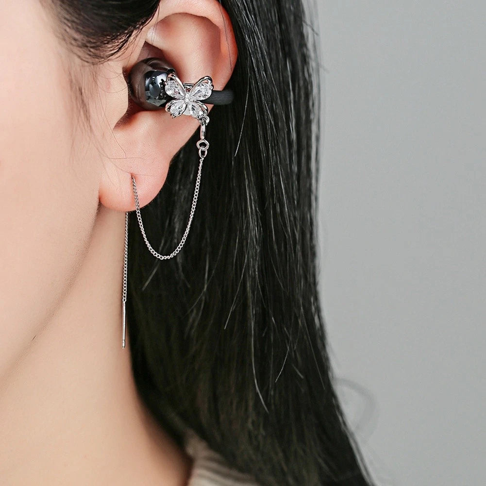 Drop Ear Cuff Light Charm for Open-Ear Earphones (Floral Bowknot Design)