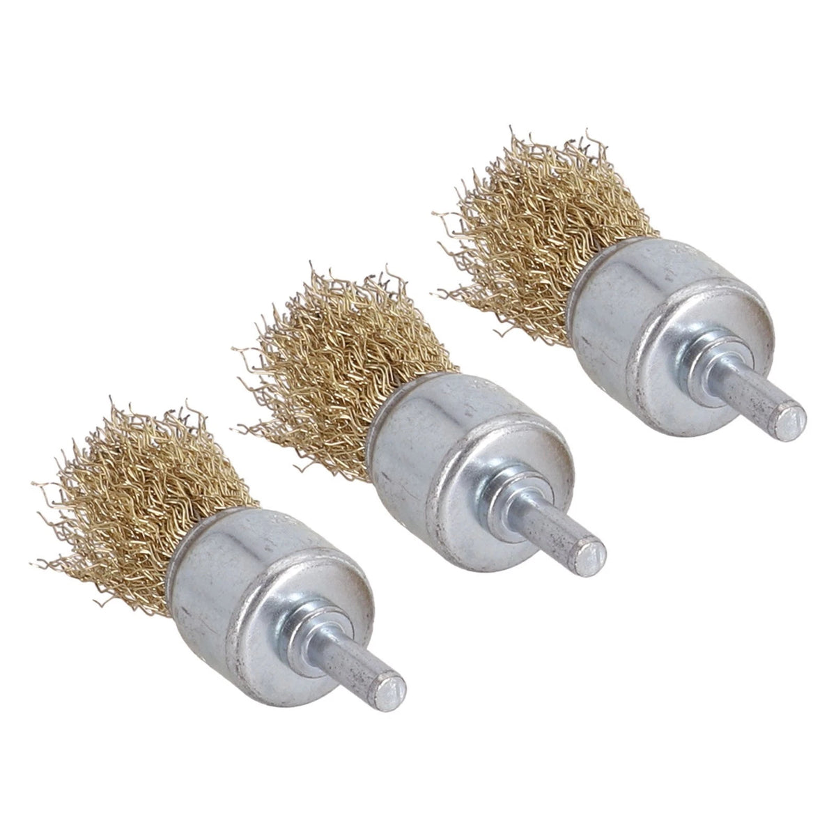 3X Brass Wire Brush Set for Drill - 6mm Shank Rust Removal Tool