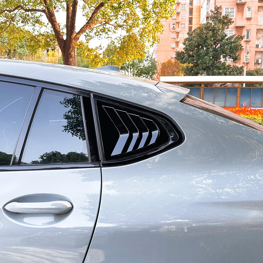 2X Gloss Black Side Window Louver Shutter Cover for BMW X4 G02 (2018–2024)