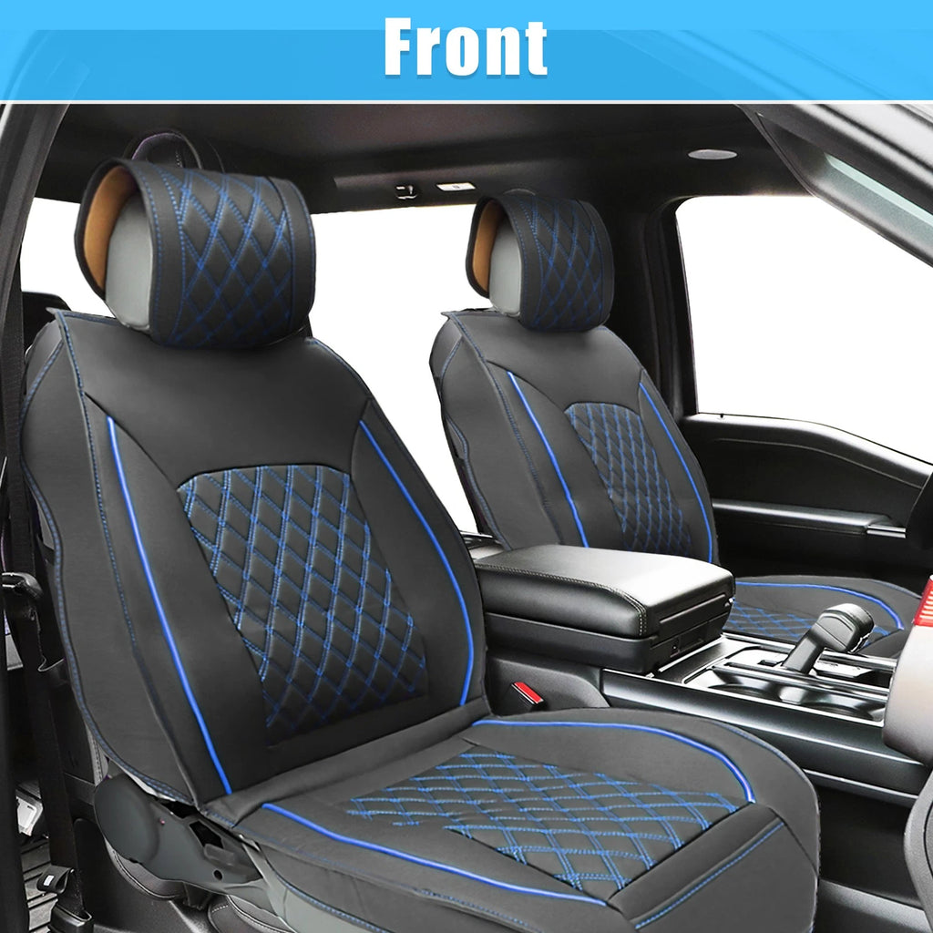 Front Seat Cushion Cover for Dodge Ram 2009–2023 Black Blue Set 2 Pcs