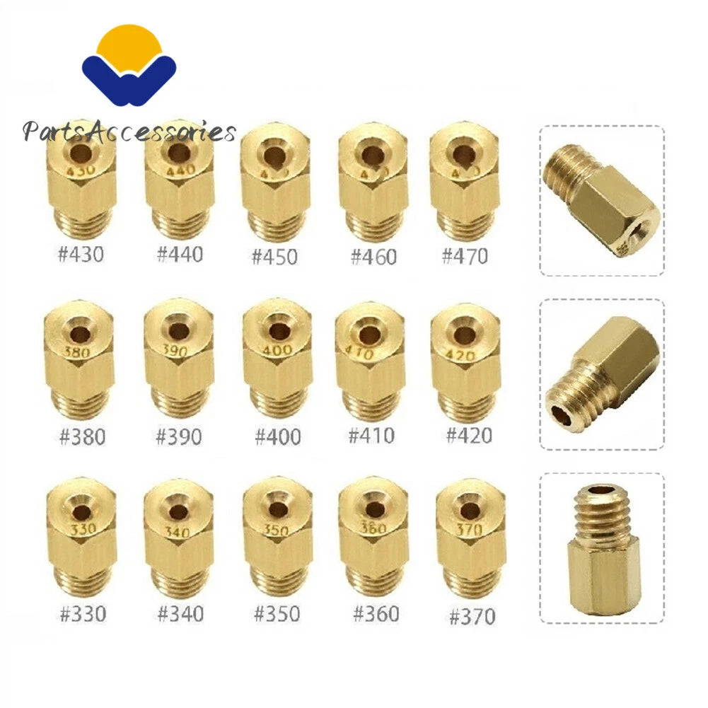 15pcs Hex Type Main Jets #330 #340-#460 #470 for Mikuni VM/TM/TMX (N/A)