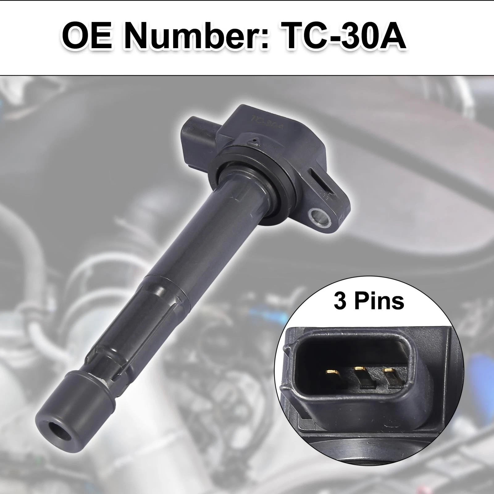 4PCS Ignition Coil Replacement for Honda TC-30A (Plastic Metal) (1980–1990)