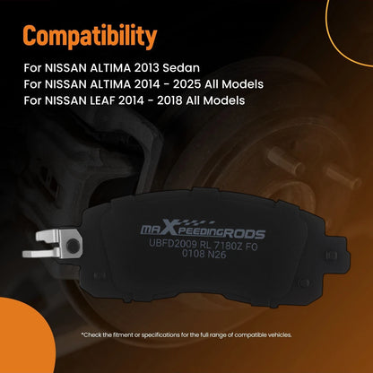Set of 4 Front Ceramic Brake Pads for Nissan Altima (2013–2025) / Leaf (2014–2018)