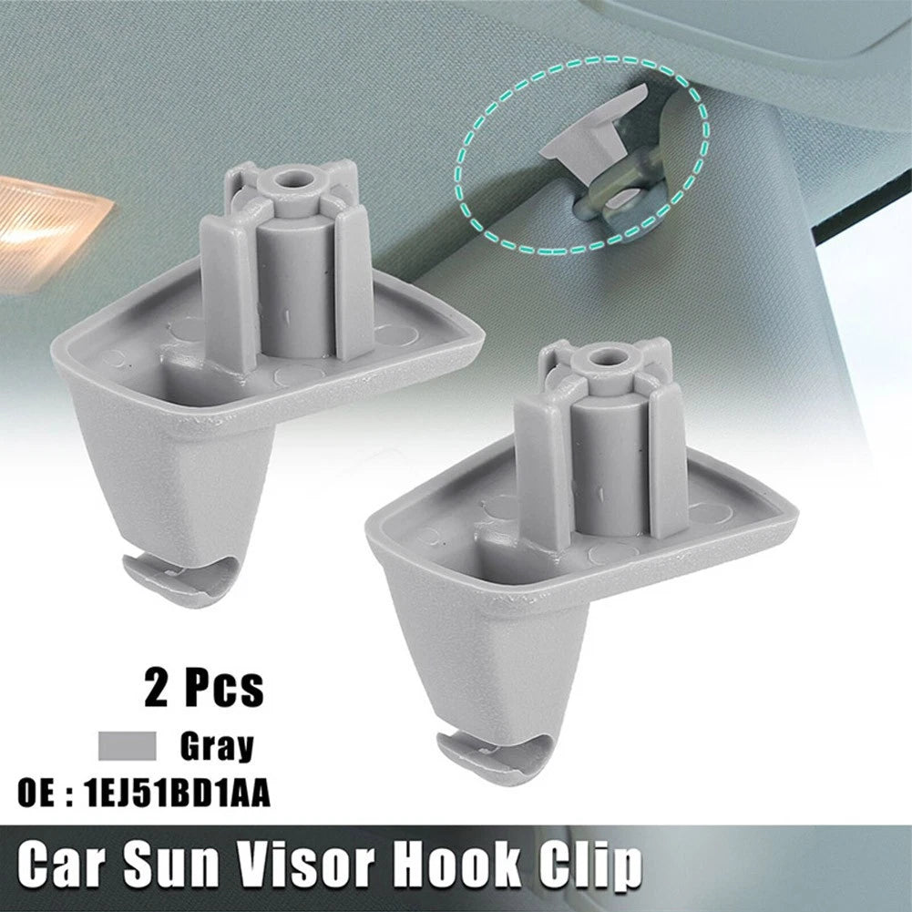 Set of 2 Car Visor Hook Clips for (Gray Plastic)