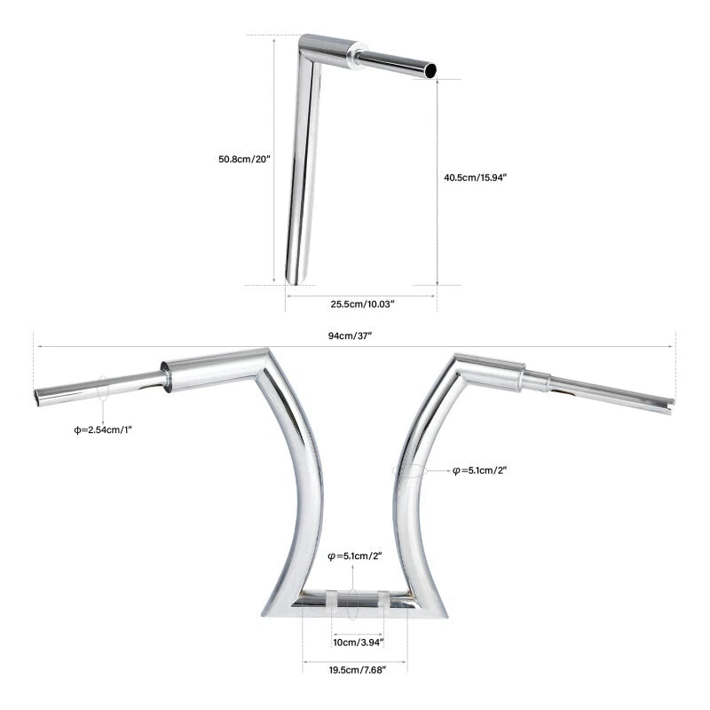 2'' Rise Ape Hanger Handlebar for Harley Sportster (14''/16''/18''/20'') Chrome