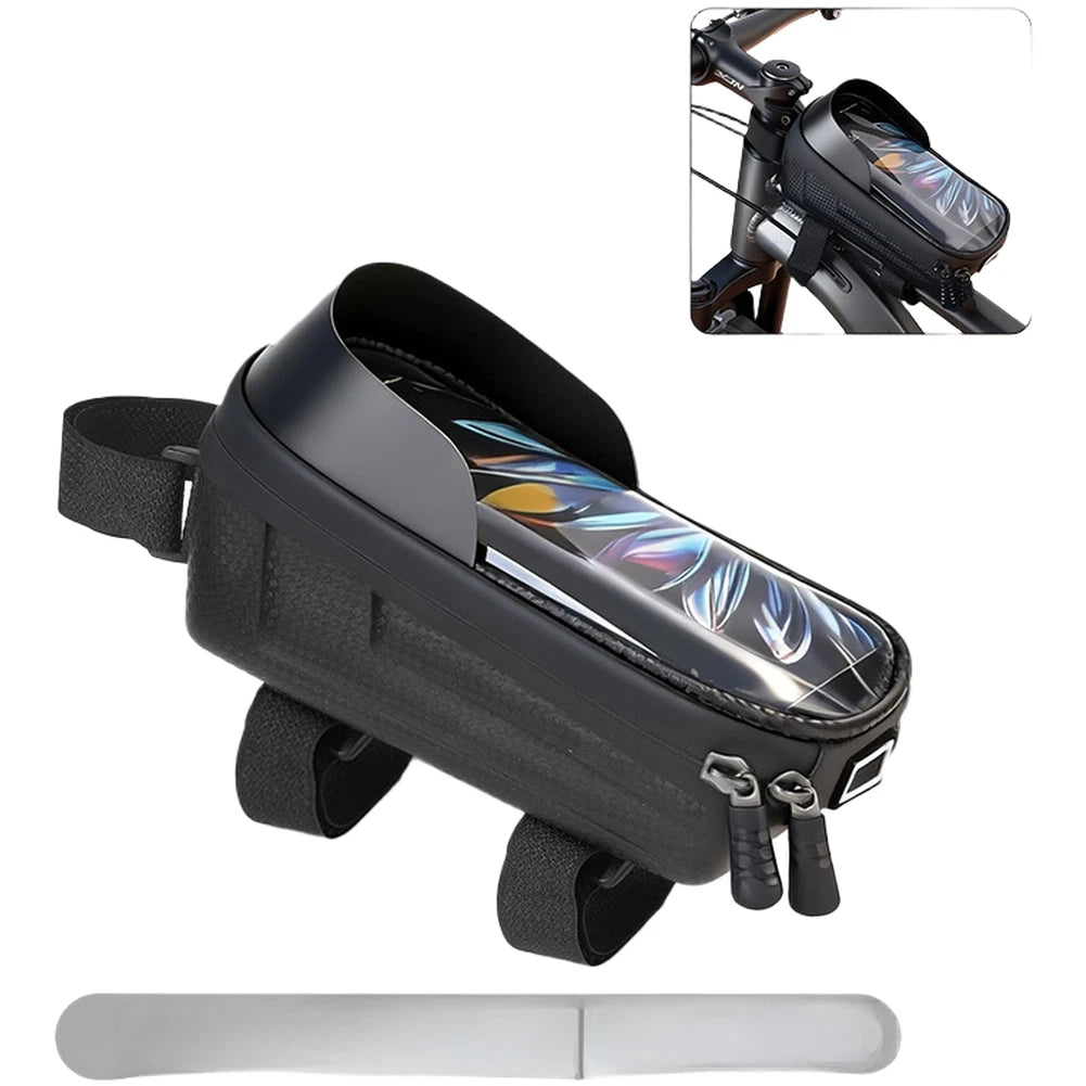 Waterproof Top Tube Bag for Bikes (EVA Hard Shell, Easy Strap Mounting)