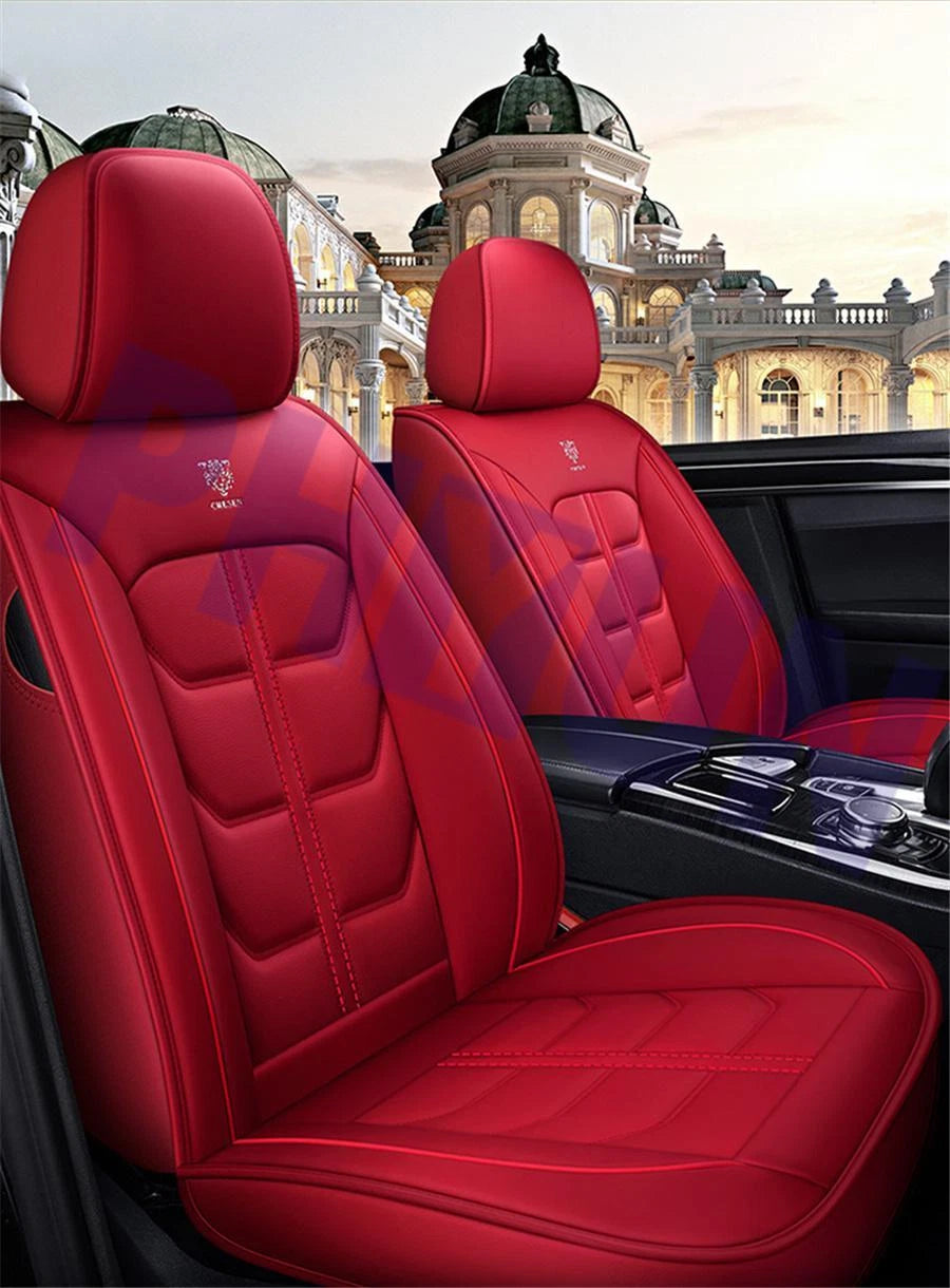 Car Seat Cover Set for Universal 5 Seats (PU Leather, Red)