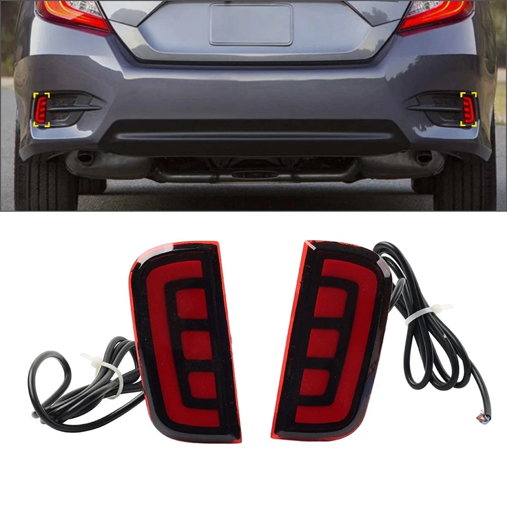 Rear Bumper Reflector Tail Brake Marker Lights for Honda Civic (2016–2021)