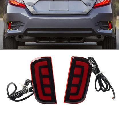Rear Bumper Reflector Tail Brake Marker Lights for Honda Civic (2016–2021)