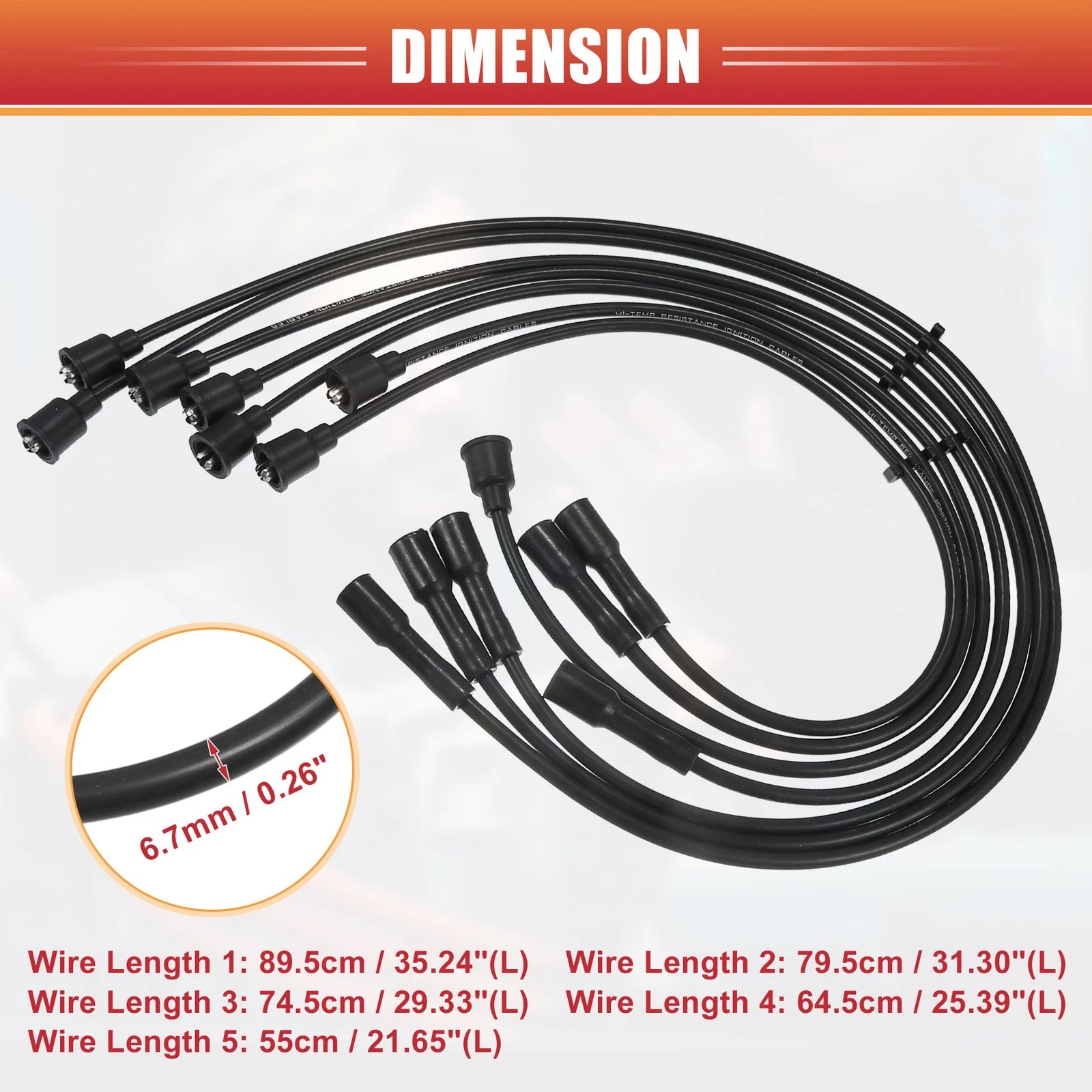 7 Pcs Spark Plug Wire Ignition Coil Cable for Ford E-350 (1975–1976)