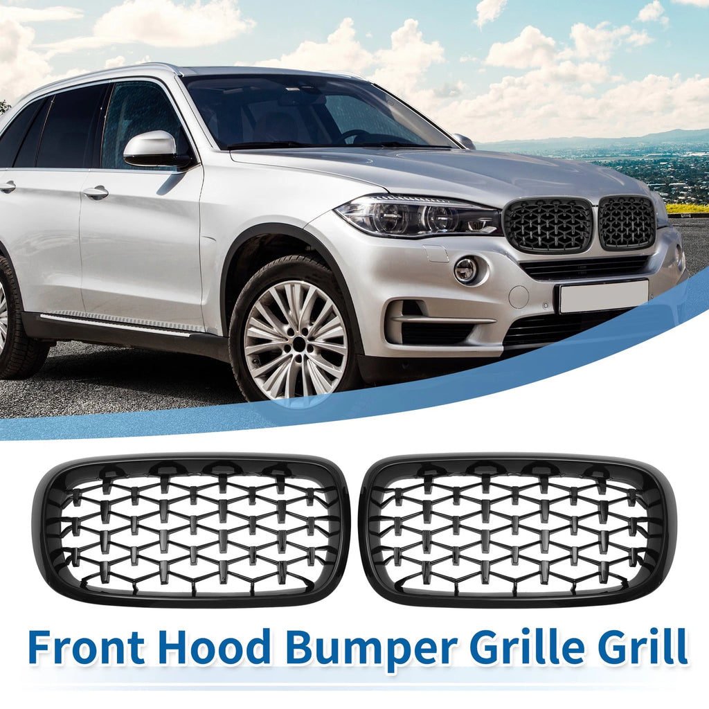 Hood Bumper Grille Grill Pair Front Replacement for BMW X5 F15 (2014–2016)