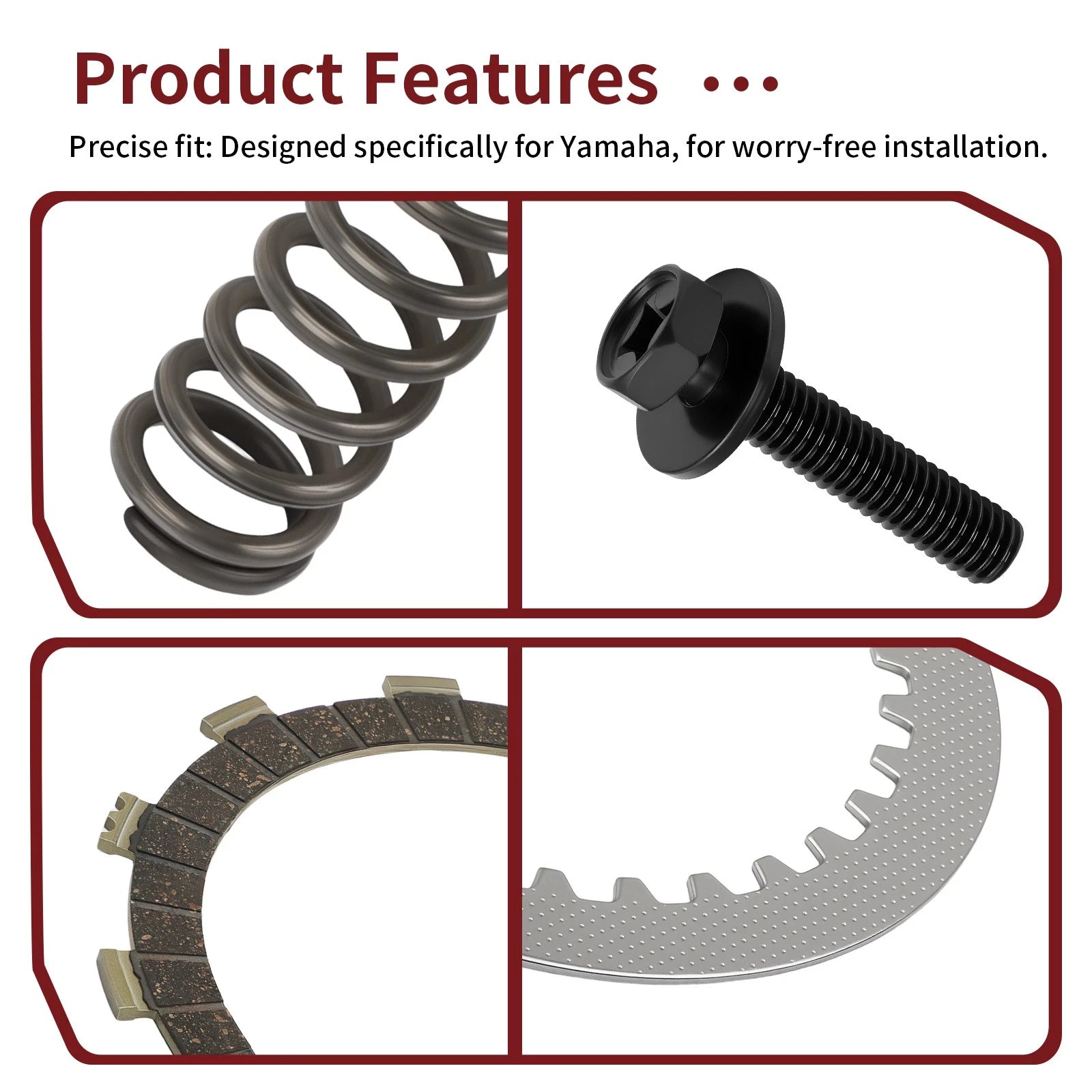 Heavy Duty Clutch Friction Steel Plates w/Spring Bolt for Yamaha YZ250 (2002–2024)
