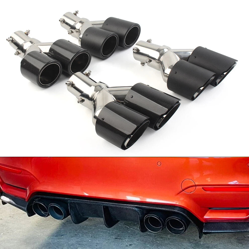 Y Shape Double Exit Exhaust Muffler Tip Nozzle for Universal Fit
