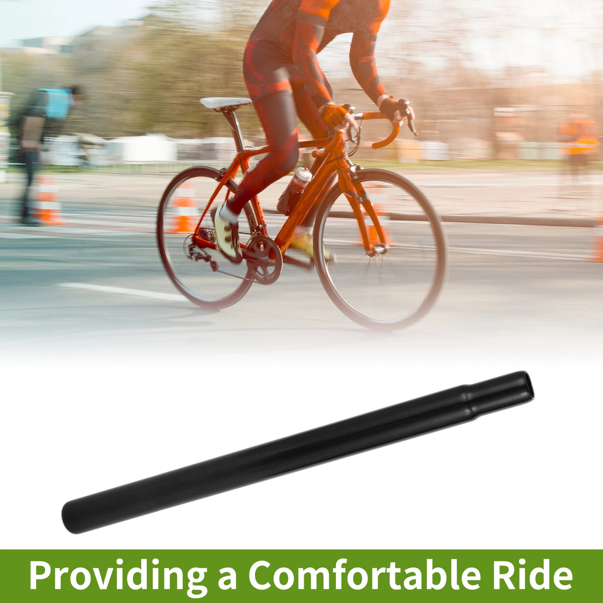 25.4mm Bike Seat Post for Universal Saddle (Durable Black Steel)