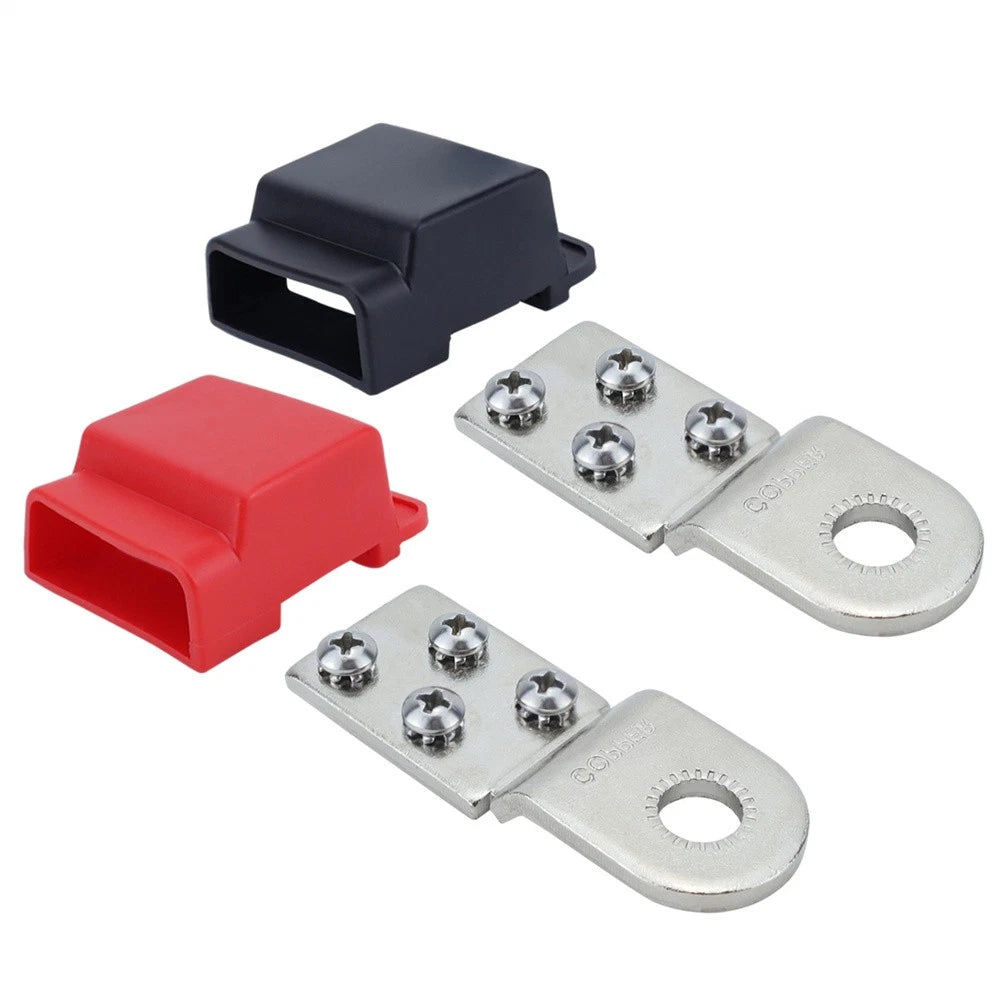 32V 100A 4 Circuit Battery Terminal Fuse Block w/ Cap Battery Terminal Mount Kit