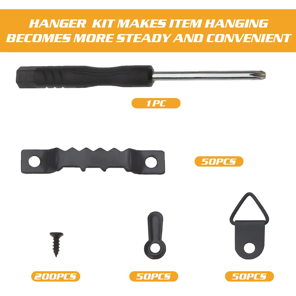350PCS Sawtooth Picture Frame Hangers Kit - Black