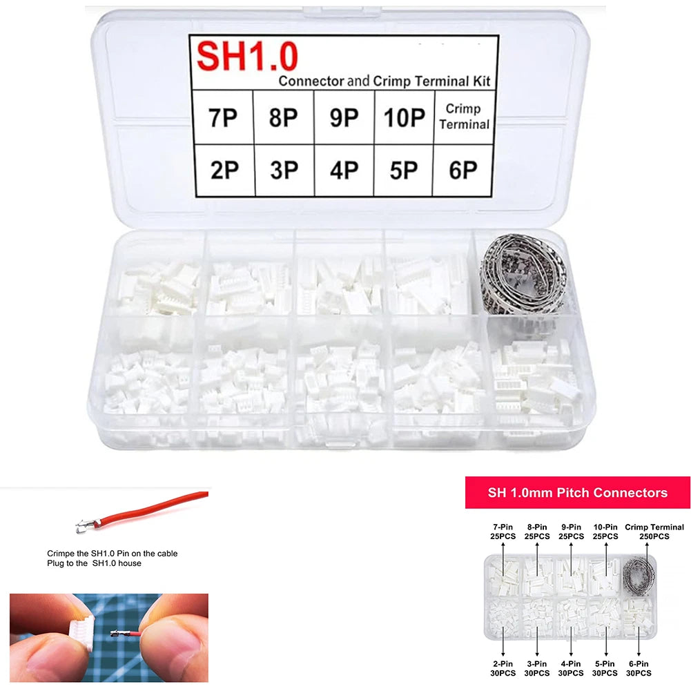 SH1 0mm Pitch Connectors 2P to 10P with 250 Crimp Terminals Kit