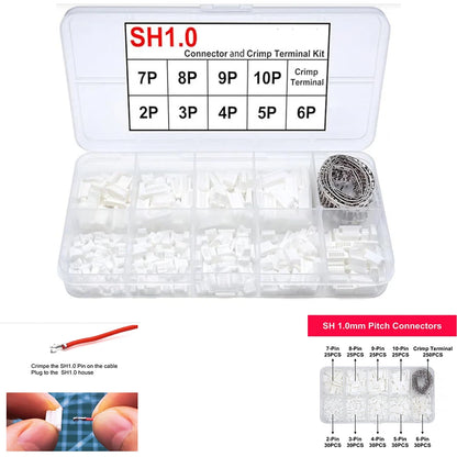 SH1 0mm Pitch Connectors 2P to 10P with 250 Crimp Terminals Kit
