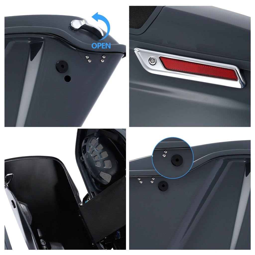 4" Stretched Hard Saddlebags for Harley Electra Glide (1993–2013) Gunship Gray