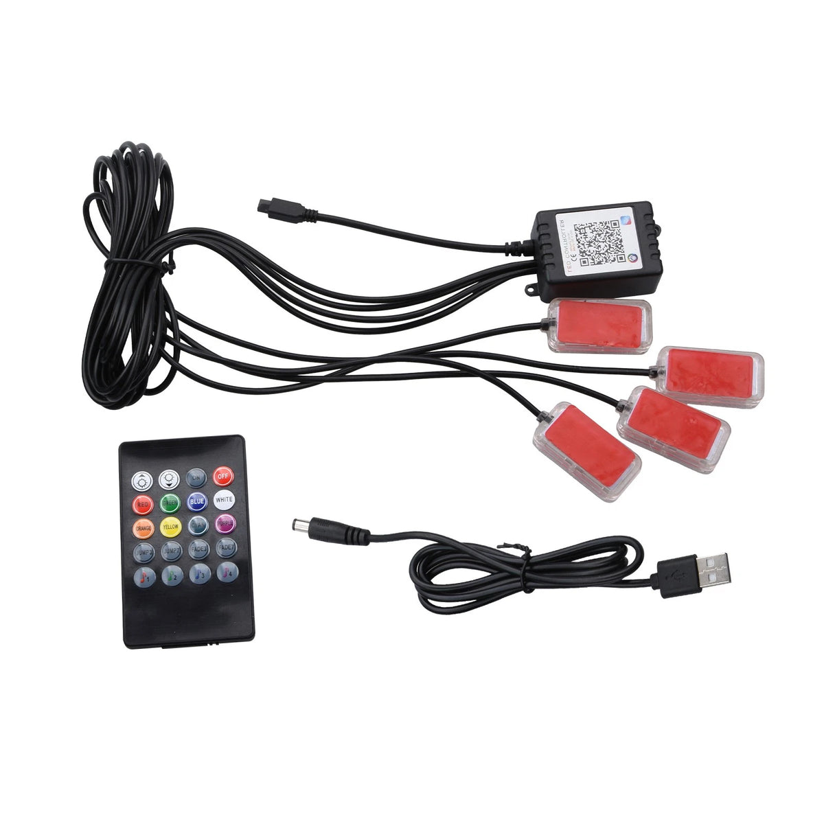 RGB USB Car Interior Ambient LED Lights with APP Control Universal