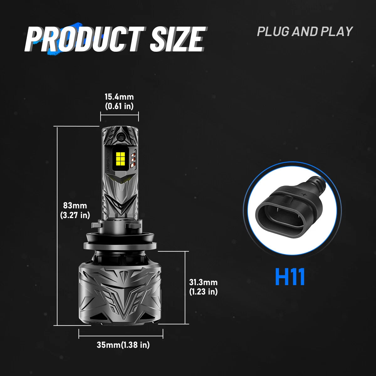 2X H8 H9 H11 LED Headlight Bulbs for