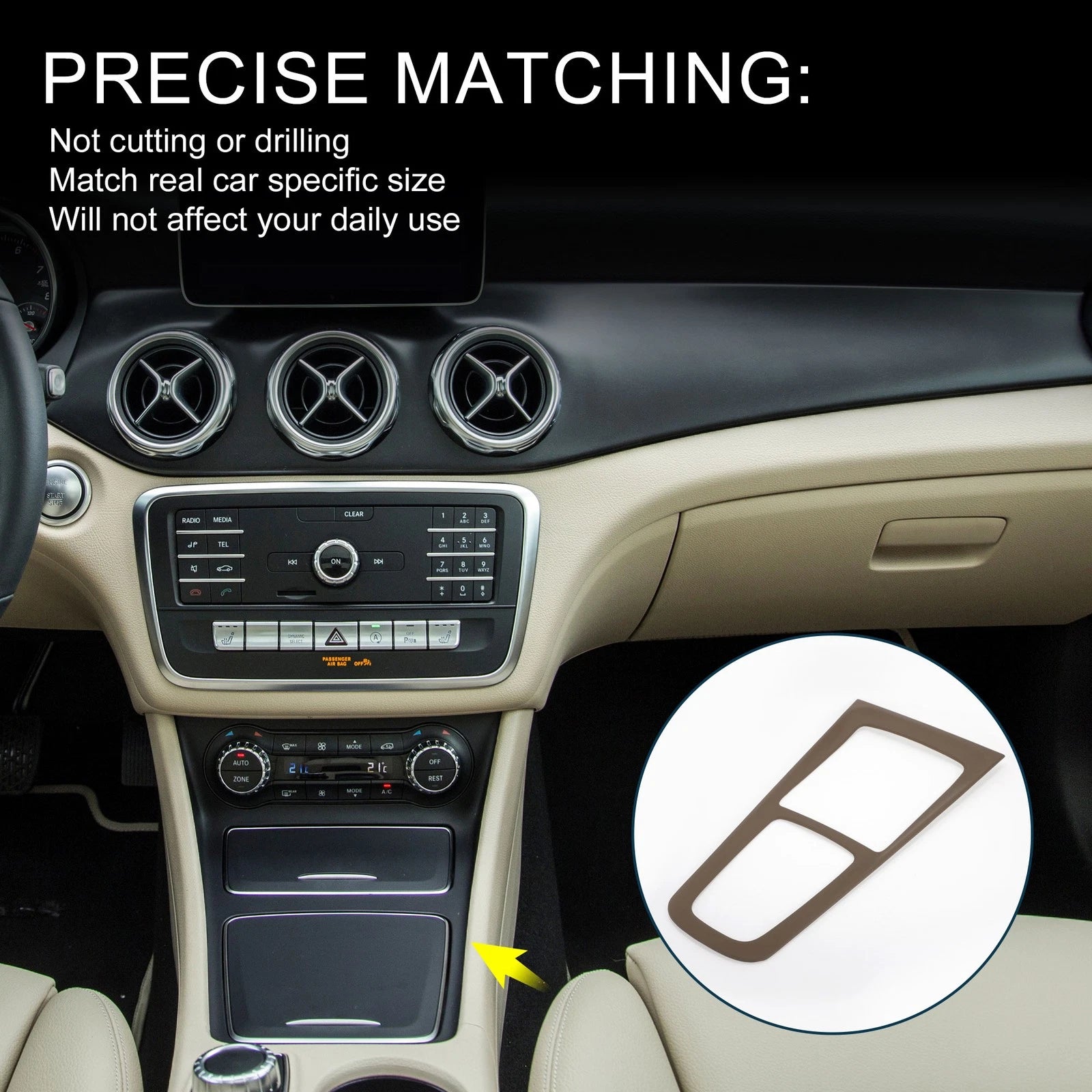 Center Console Panel Sticker Replacement for Mercedes-Benz GLA GLB EQA EQB (2020–2023)