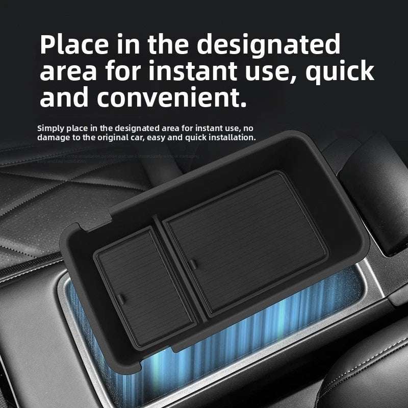Armrest Storage Box for Car Interior 26.3x14.5x7cm Black ABS PVC Waterproof