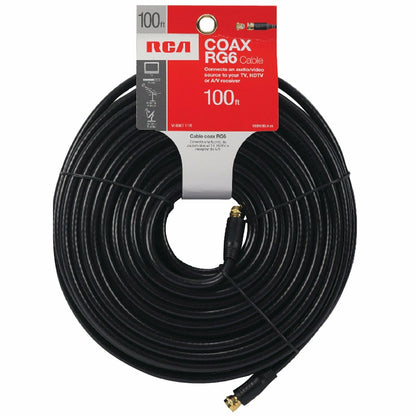 RCA VHB6111R RG6 Coaxial Cable for (100ft; Black)