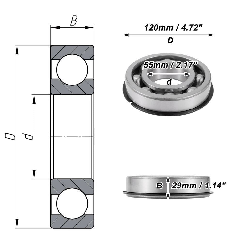 Deep Groove Ball Bearing 55x120x29mm for Scooter Skateboard (1 Pcs)