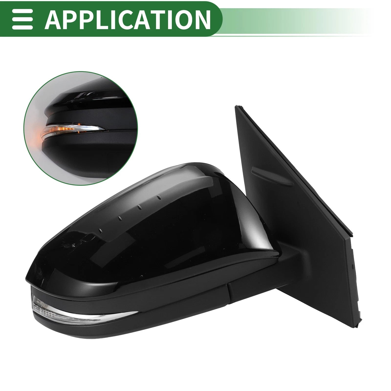 Right Side Door Mirror Replacement for Toyota RAV4 Manual Folding Gloss Black (2013–2018)
