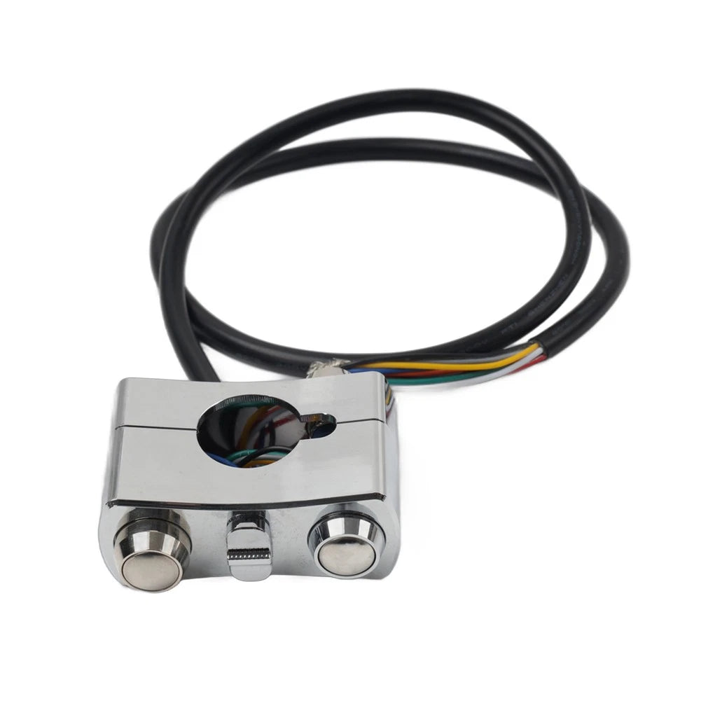 Handlebar Control Switch Horn Turn Signal Light Chrome for Harley Bobber (1")