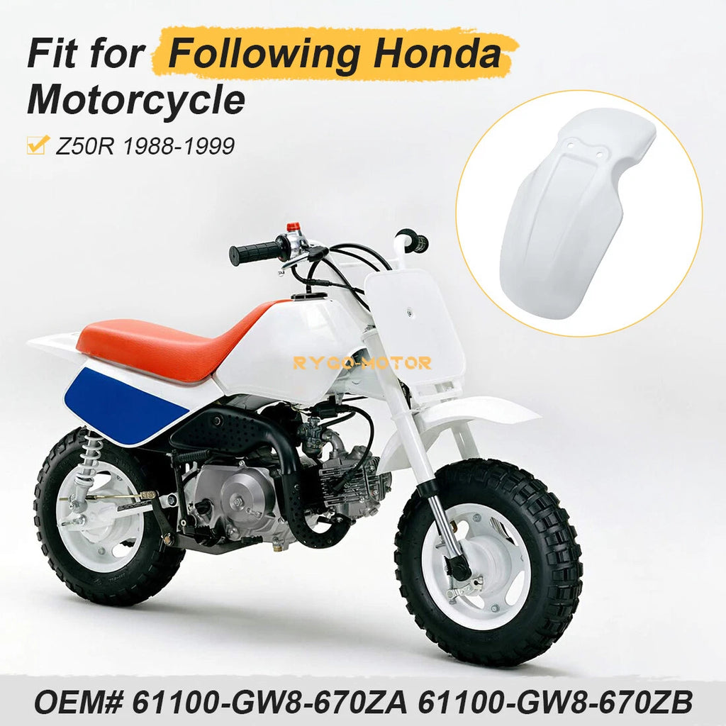 Front Fender for Honda Z50R (1988–1999) Replaces 61100-GW8-670ZA, White