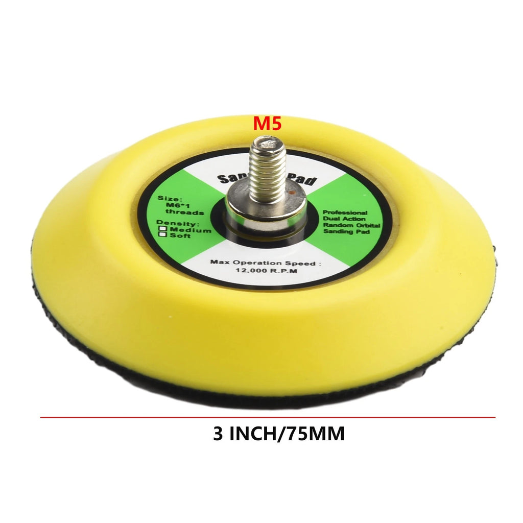 5 Pc 3 Inch Sanding Polishing Backing Pad M6 Thread for Air Sander