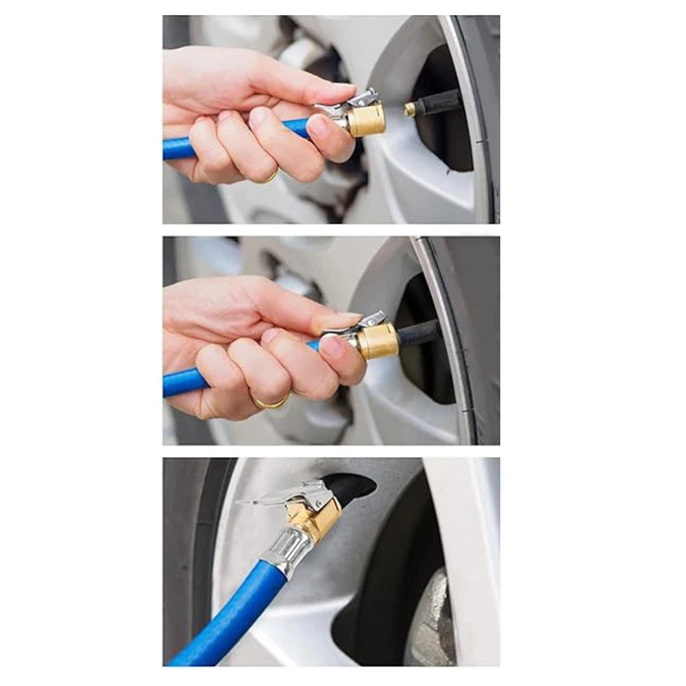 Portable Tire Gauge and Inflator Nozzle for All Vehicles