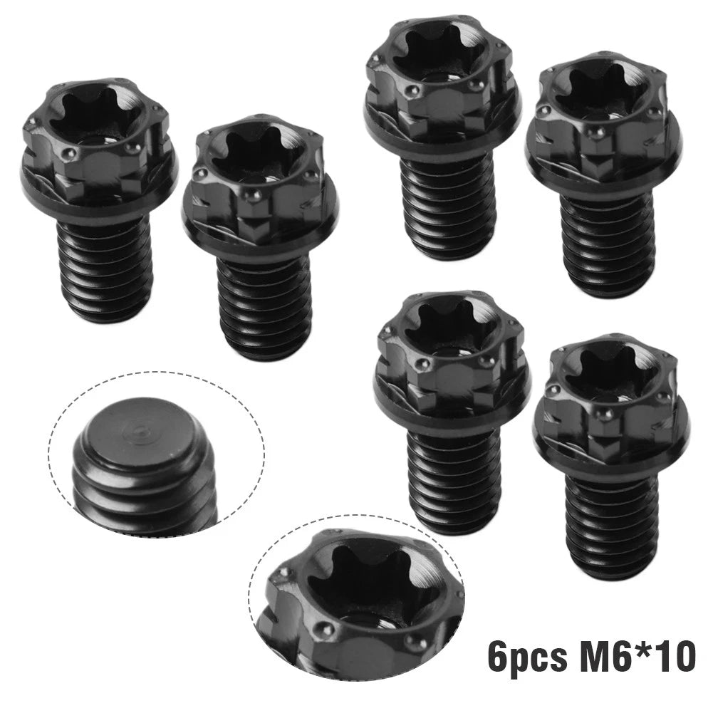Set of 6 Titanium Torx Head Flange Screws M6x10mm for Motorcycle Bicycle