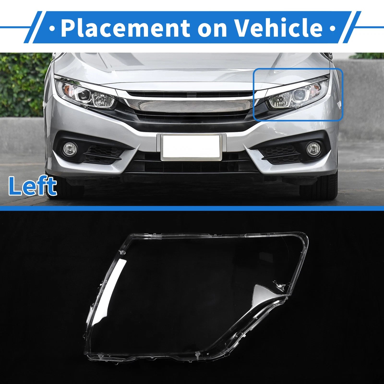 Headlight Lens Cover Front Left Replacement for Mitsubishi Pajero (2007–2018)