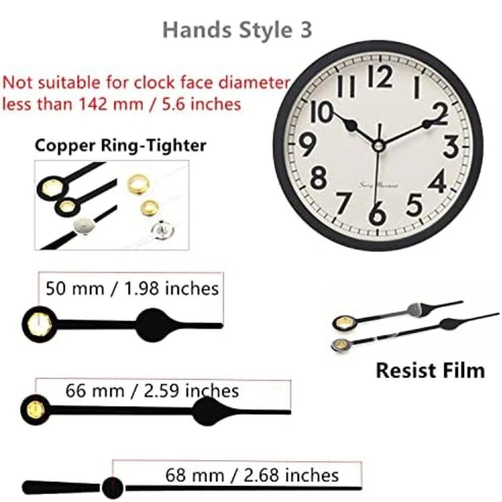 Pendulum Clock Movement with 3 Hand Sets for 8mm Panels