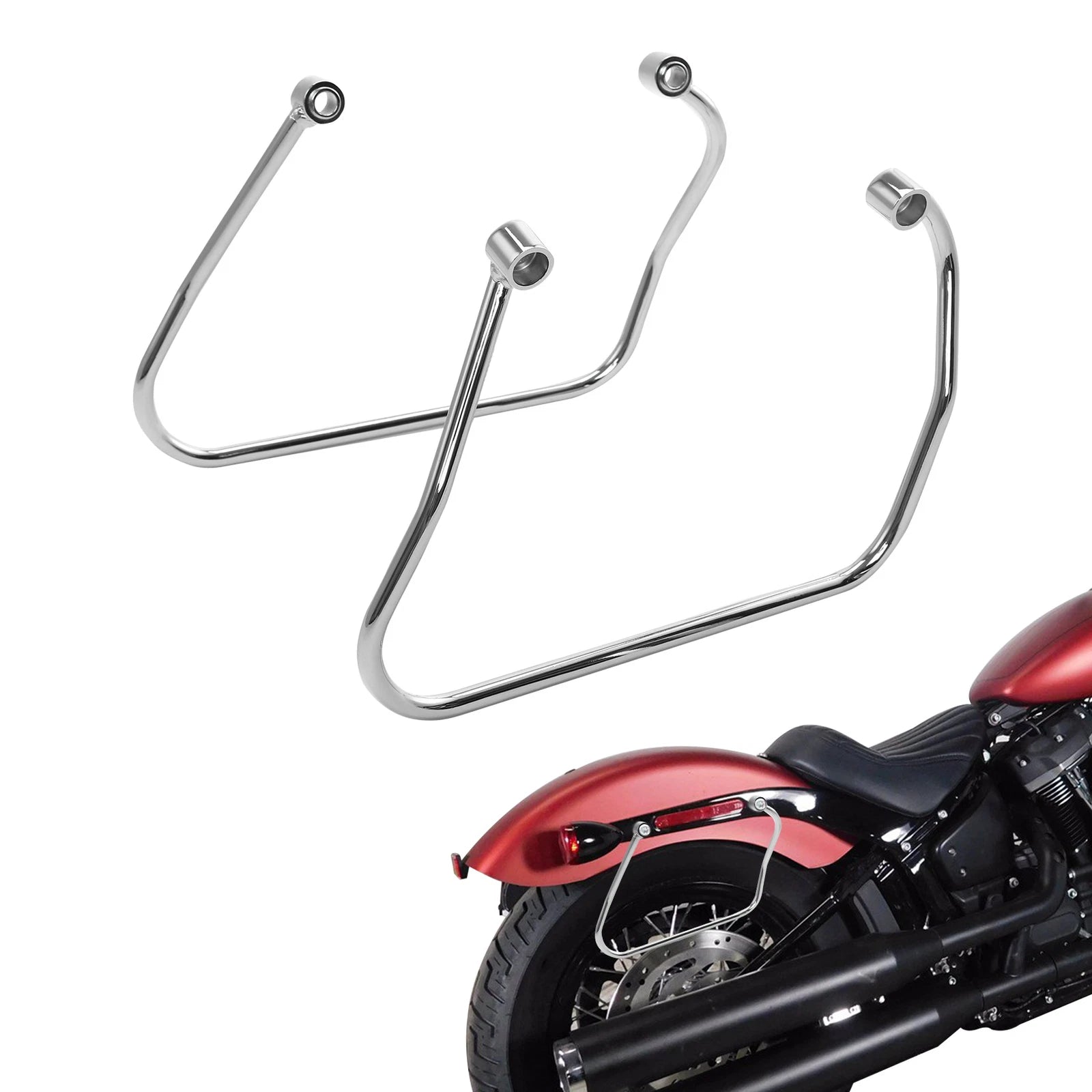 Chrome Saddlebag Support Bracket for Harley Softail Street Bob (2018–2024)