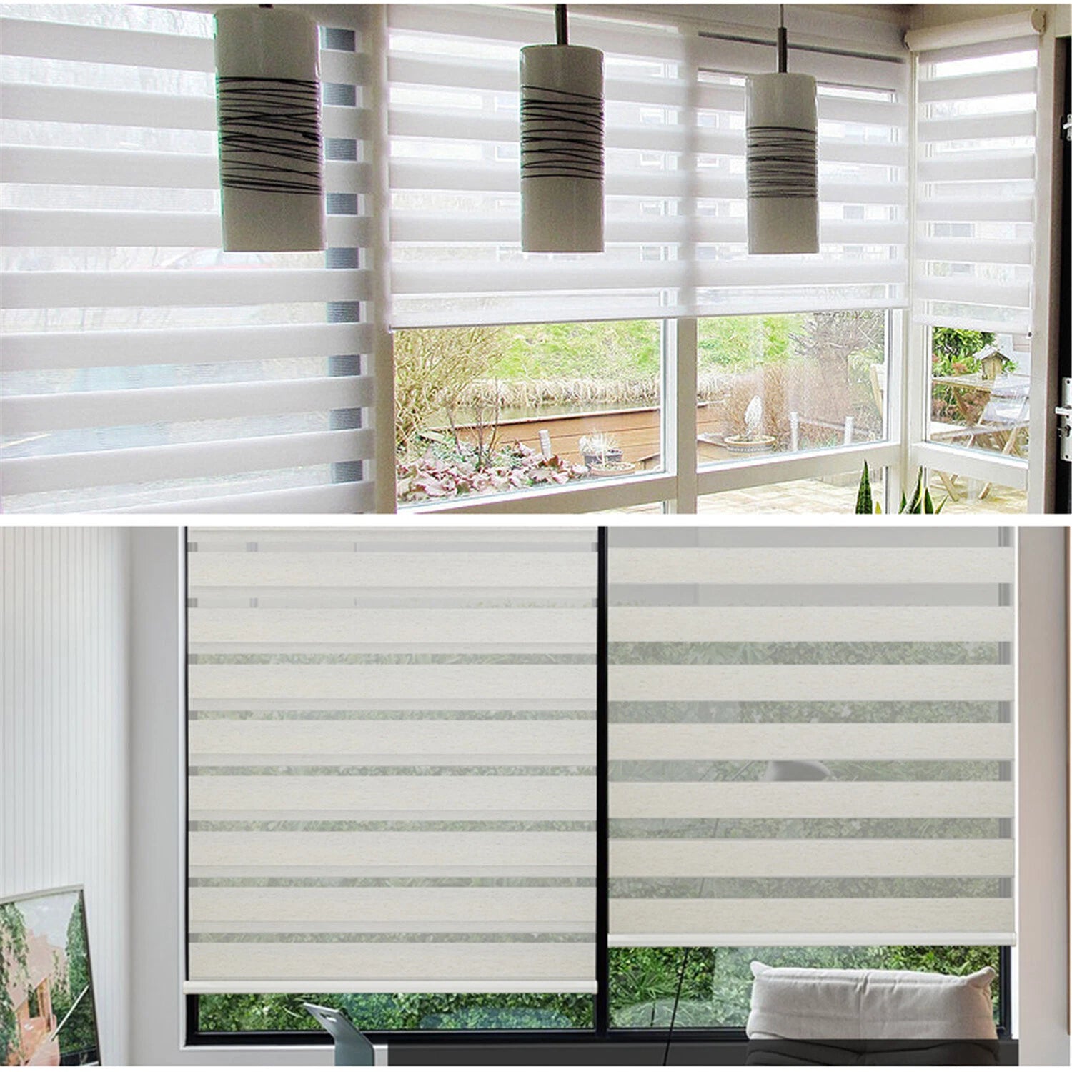 White Zebra Roller Blind for Day and Night Window Shade