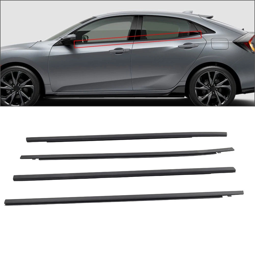 Set of 4 Exterior Window Seal Strips for Honda Civic Hatchback (2016–2019)