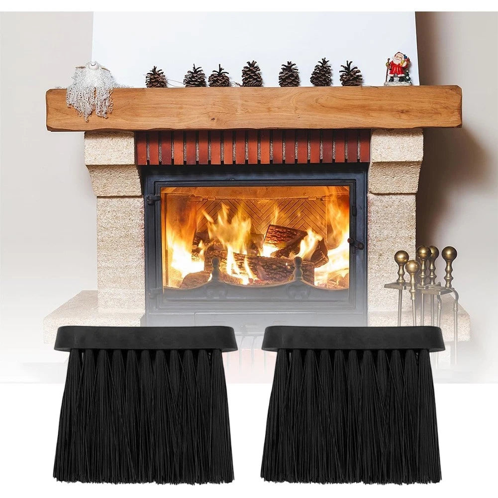 2X Replacement Heads for Fireplace Brush Set (Black Wood Handle)