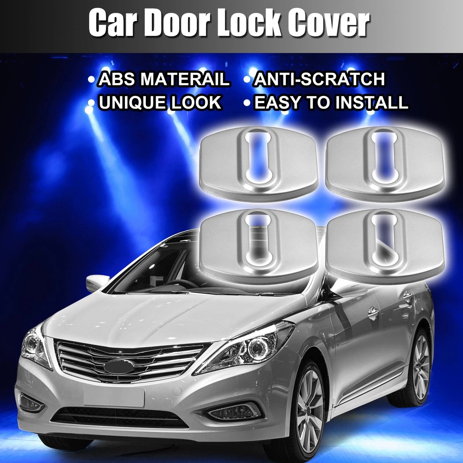 4pcs Door Lock Latch Covers Protector for Hyundai and Kia (Silver) (2010–2024)