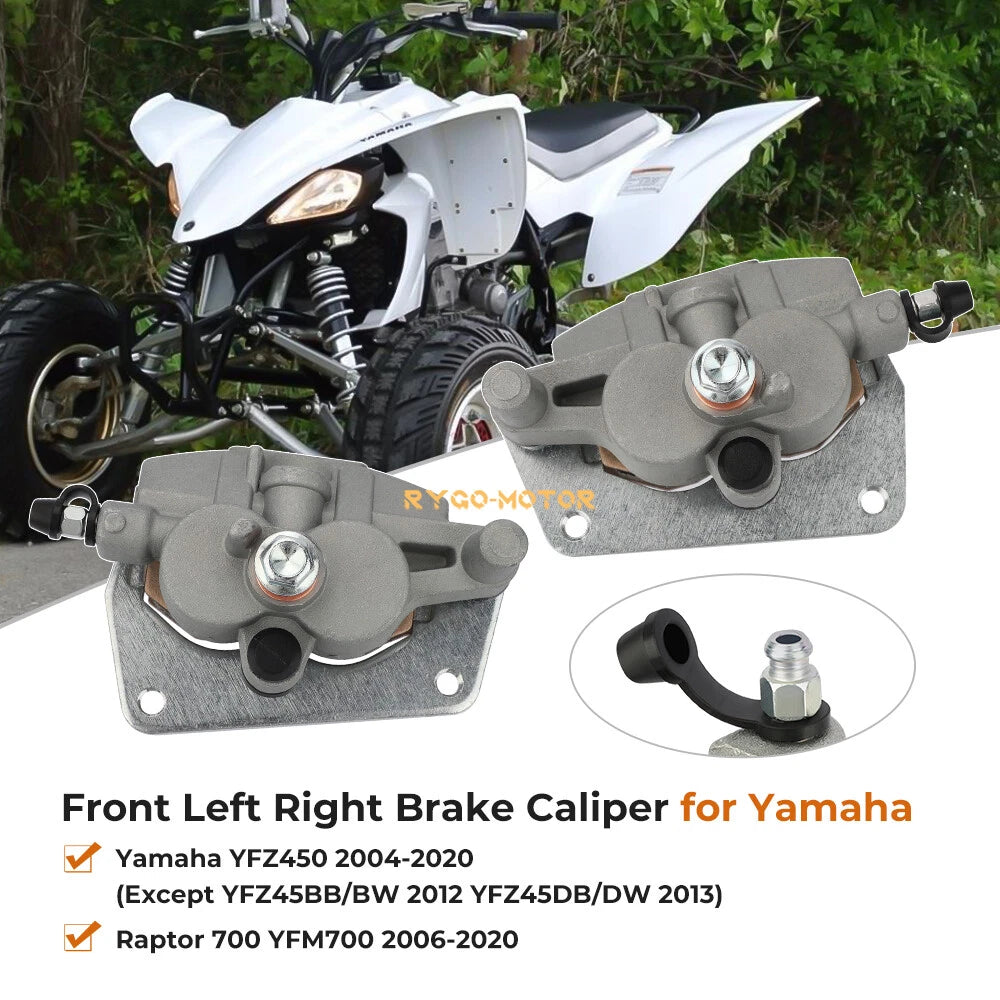 Front Brake Calipers & Pads for Yamaha Raptor 700 YFM700 YFM700R (2006–2024)