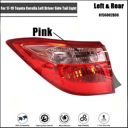 Tail Light Brake Lamp Outer Left Driver Side for Toyota Corolla (2017–2019)