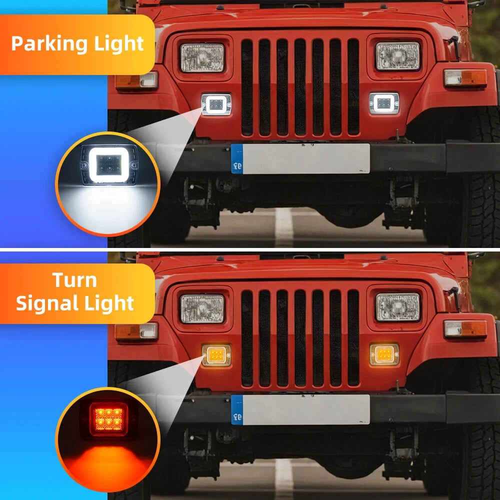 Smoke Front Corner Turn Signal DRL Parking Light for Jeep Wrangler YJ (1987–1995)