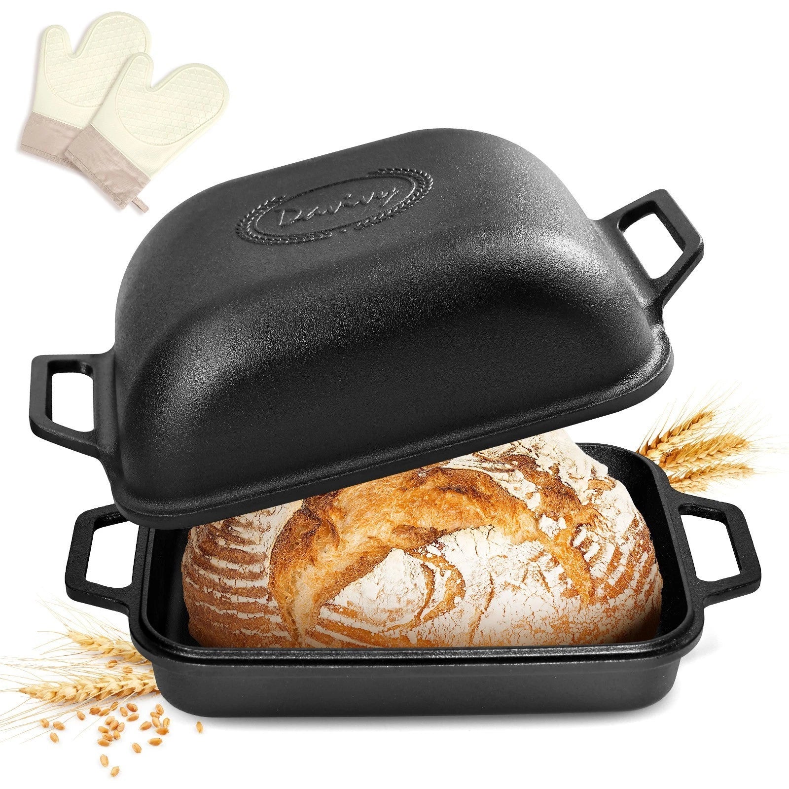 9Qt Cast Iron Dutch Oven with Lid for Bread Baking